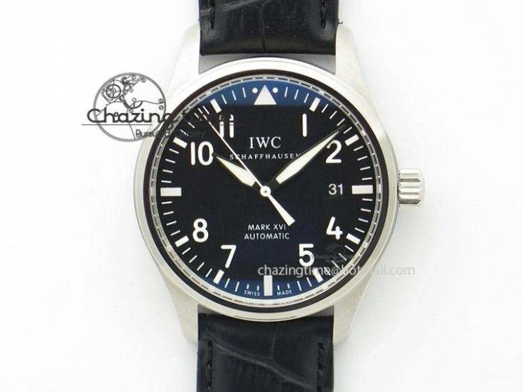 MIROTIME 0303 Original Pilot IW326803 SS MK 1:1 Best Edition Black Dial on Brown Leather Strap MIYOTA 7146